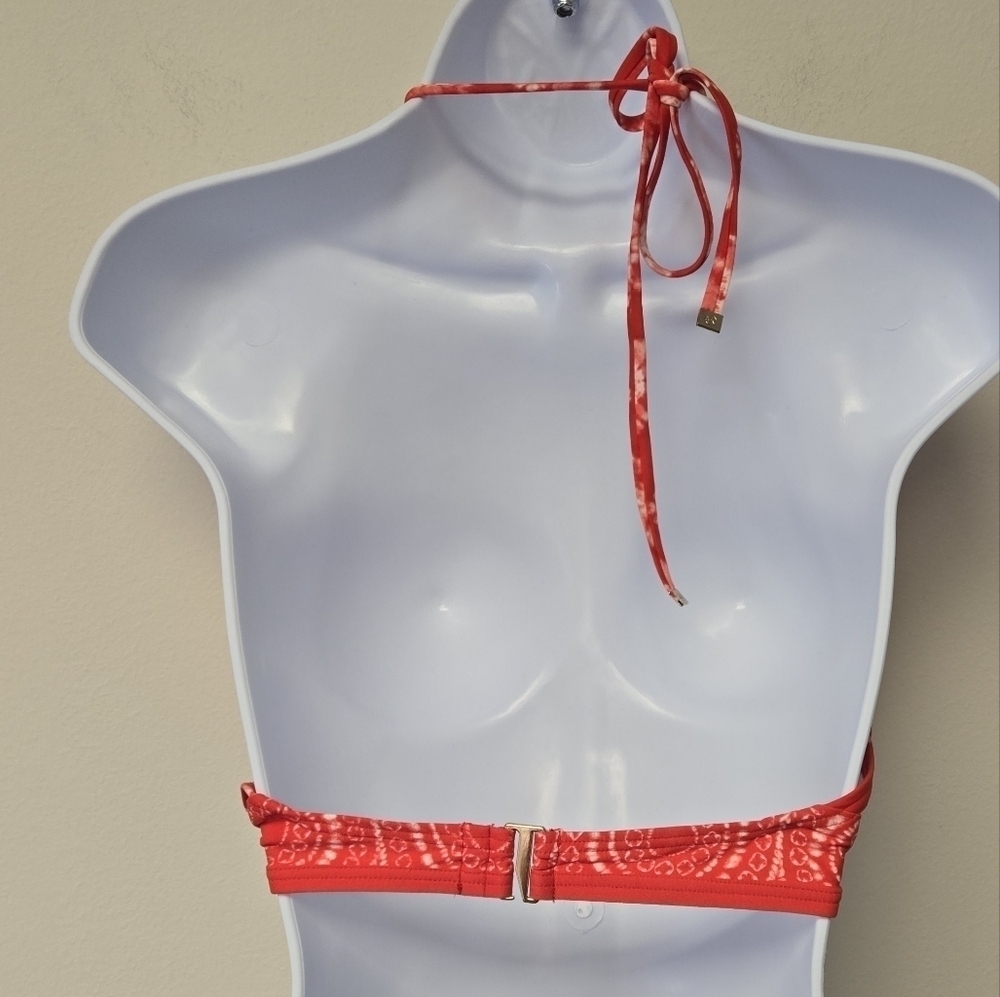 Michael Michael Kors High Neck Bikini Top Floral Tie Dye Coral L - Picture 4 of 10